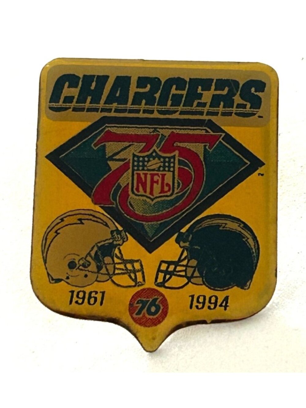 San Diego Chargers 75th Anniversary Pin 1961-1994 NFL Vintage Unocal